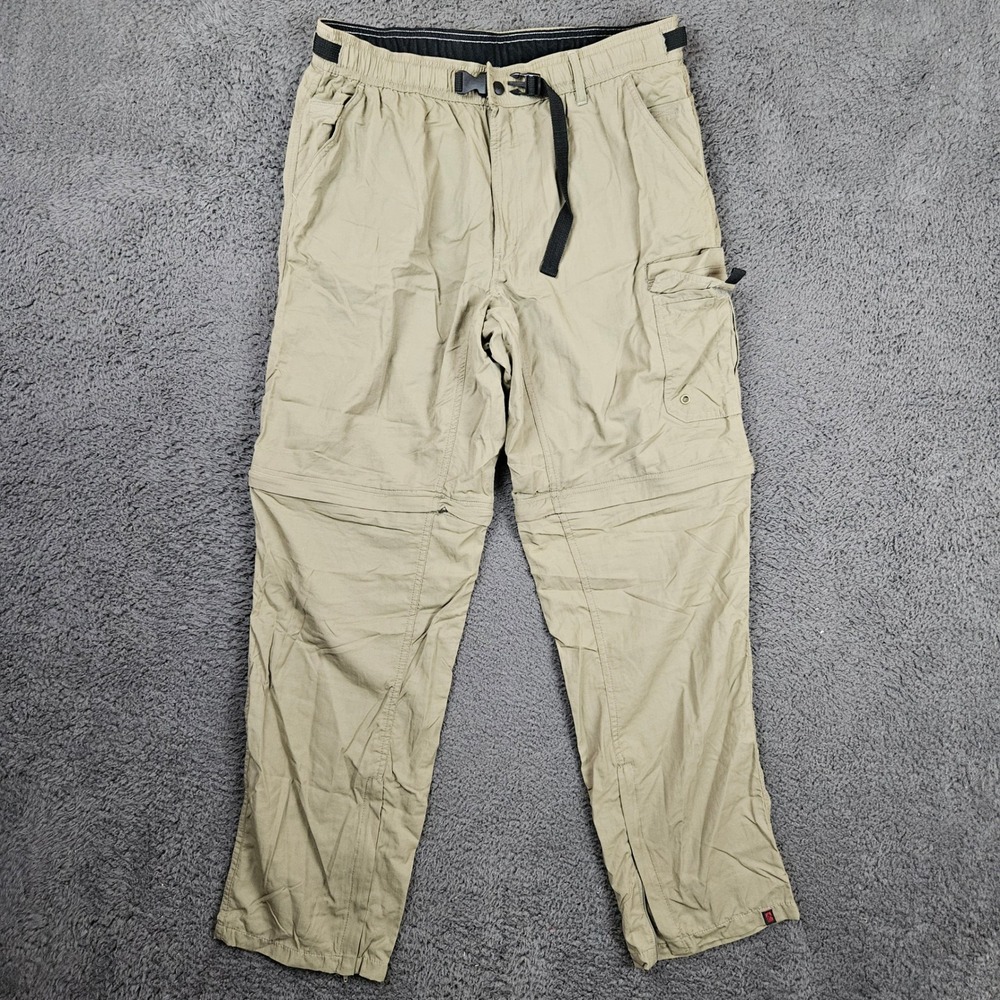 Alpine Design Mens‎ Large Convertible Cargo Hiking Pants Khaki Tan Nylon Zip Off